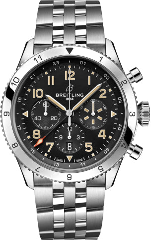 Breitling Super Avi Czarny 46 mm Stal