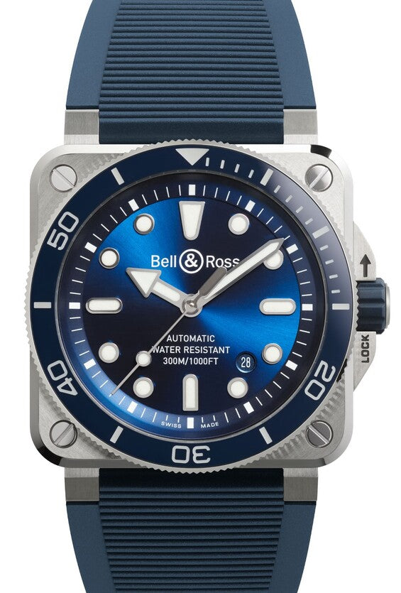 Bell & Ross BR 03 Diver Niebieski 42 mm Stal
