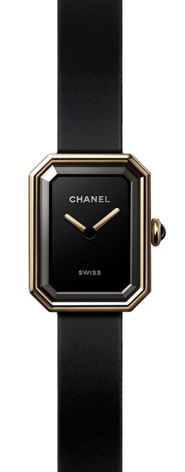 Chanel Première Czarny 19.7 x 15.2 mm Żółte złoto