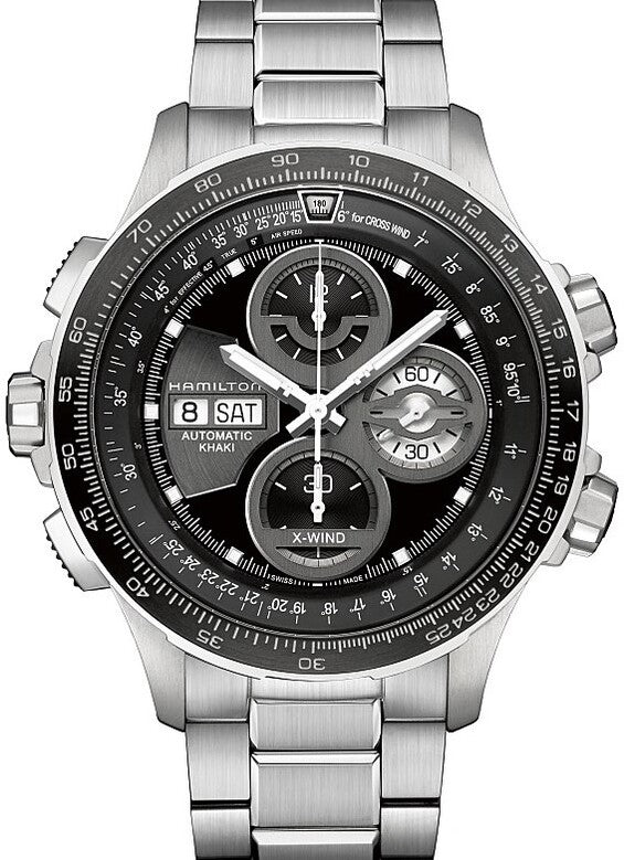 Hamilton Khaki Aviation Czarny 45 mm Stal