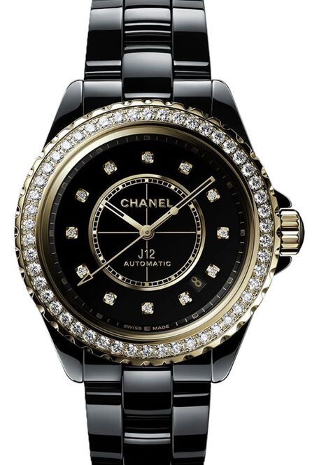 Chanel J12 Diamond Bezel Czarny 38 mm Ceramika