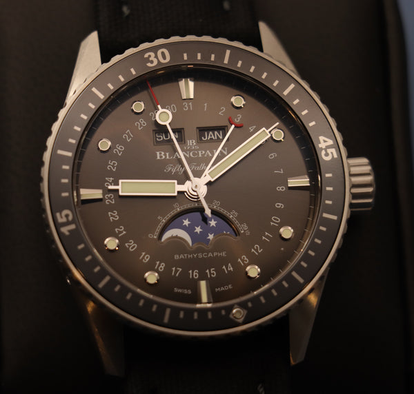 Blancpain Bathyscaphe Quantième Complet Phases de Lune Szary 43 mm Stal