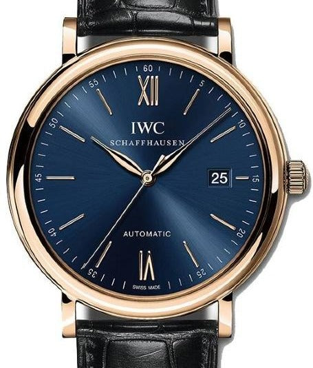 IWC Portofino Niebieski 40 mm Złoto różowe