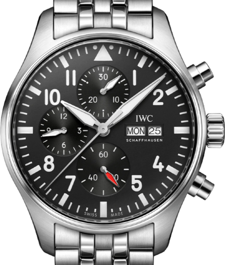 IWC Pilots Watch Chronograph Czarny 43 mm Stal