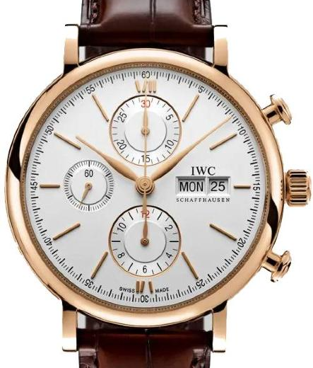 IWC Portofino Chronograph Srebrny 42 mm Złoto różowe