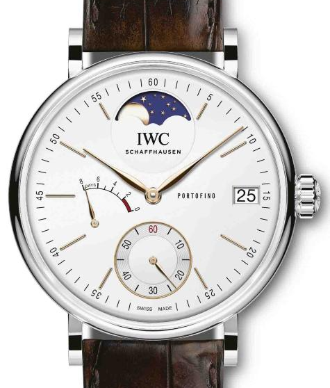 IWC Portofino Hand-Wound Moon Phase Srebrny 45 mm Stal
