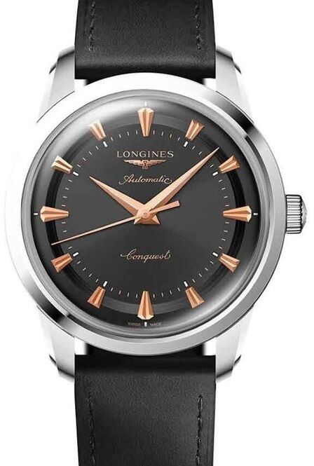 Longines Conquest Heritage Czarny 40 mm Stal