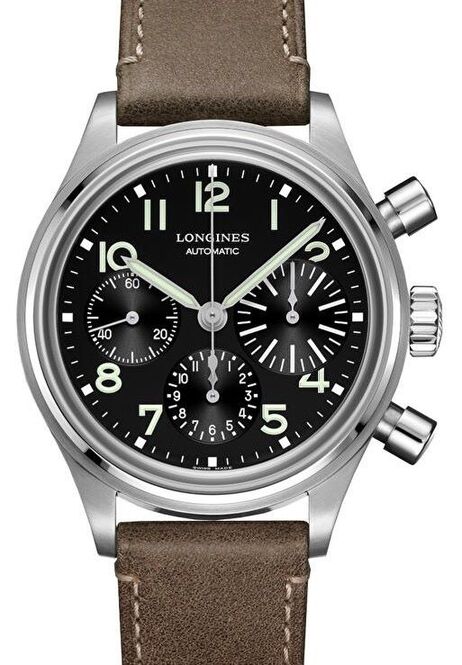 Longines Avigation Czarny 41 mm Stal
