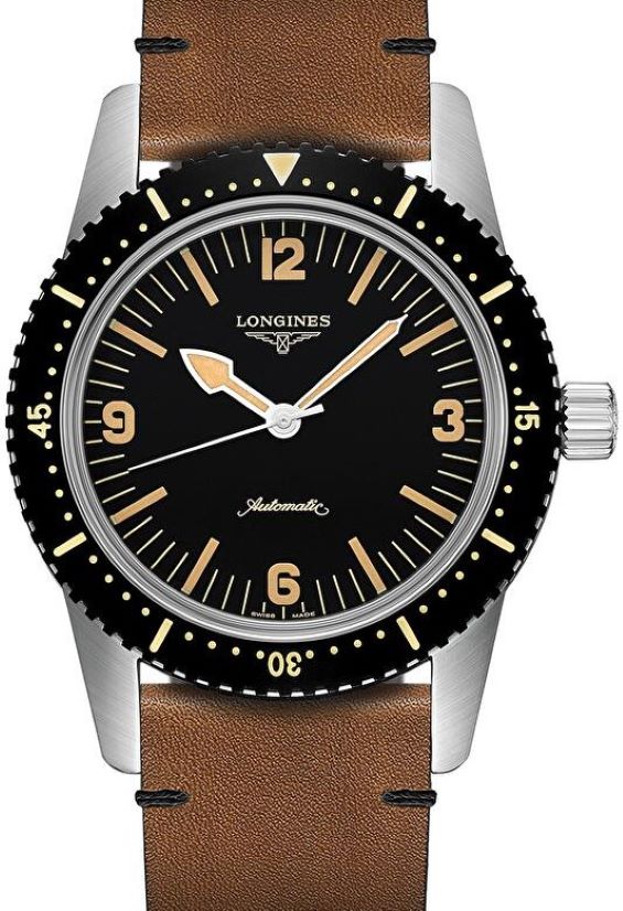 Longines Heritage Czarny 42 mm Stal