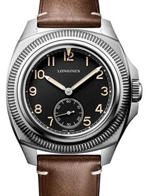 Longines Pilot Majetek Czarny 43 mm Stal