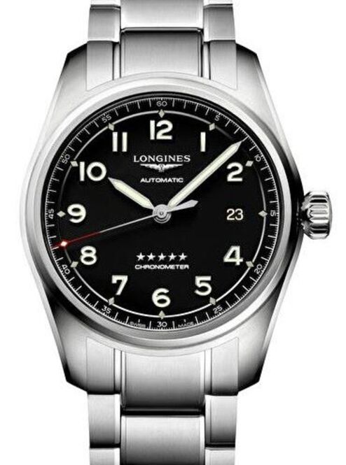 Longines Spirit Czarny 37 mm Stal
