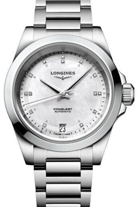 Longines Conquest Masa perłowa 34 mm Stal