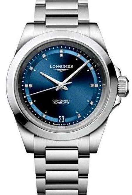 Longines Conquest Niebieski 34 mm Stal