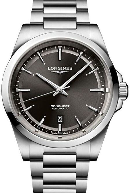 Longines Conquest Czarny 41 mm Stal