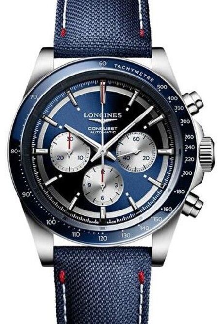 Longines Conquest Niebieski 42 mm Stal
