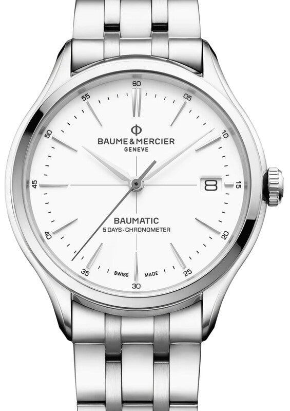 Baume & Mercier Clifton Biały 40 mm Stal