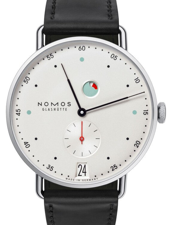 NOMOS Metro Datum Gangreserve Biały 37 mm Stal