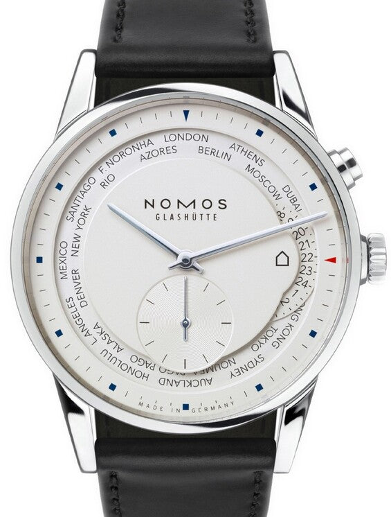 NOMOS Zürich Weltzeit Biały 40 mm Stal
