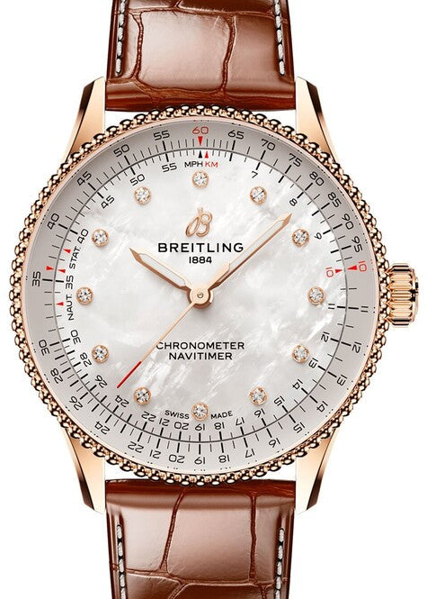Breitling Navitimer Masa perlowa 36 mm Złoto czerwone