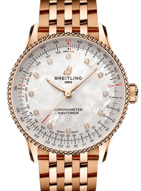 Breitling Navitimer Masa perlowa 36 mm Złoto rozowe
