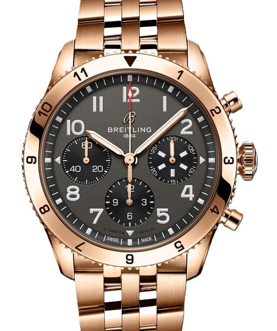 Breitling Classic Avi Chronograph Czarny 42 mm Złoto czerwone