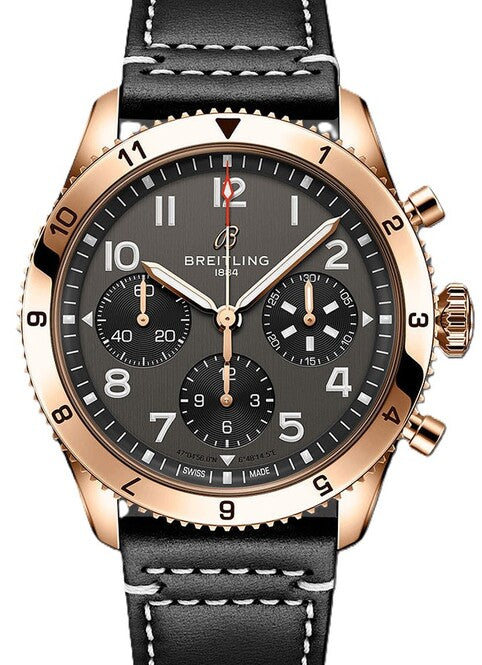 Breitling Classic Avi Chronograph Czarny 42 mm Złoto rozowe