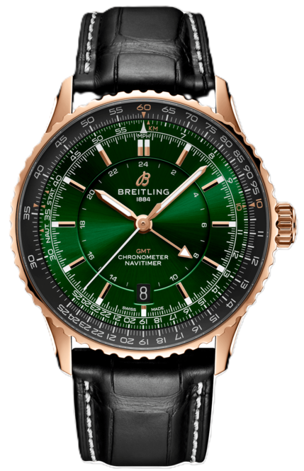 Breitling Navitimer GMT Zielony 41mm Zloto czerwone