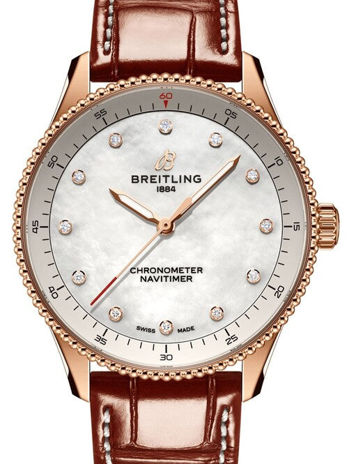 Breitling Navitimer Masa perlowa 32 mm Złoto rozowe