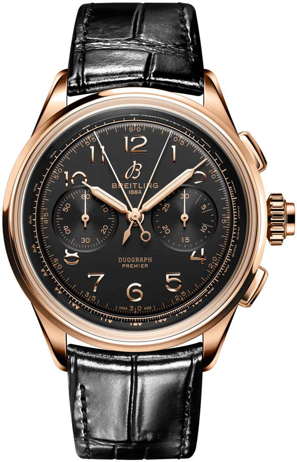 Breitling Premier Czarny 42mm Zloto czerwone