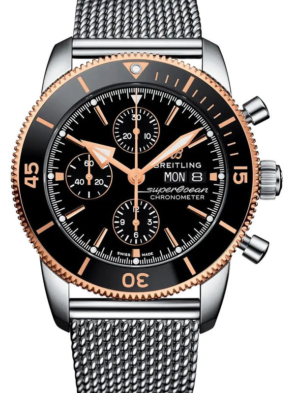 Breitling Superocean Heritage Czarny 44mm Zloto/Stal