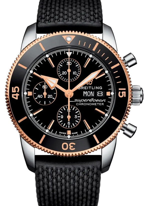 Breitling Superocean Heritage Czarny 44mm Zloto/Stal