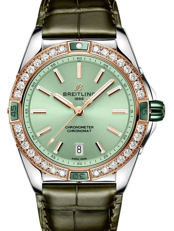 Breitling Super Chronomat Zielony 38 mm Zloto/Stal