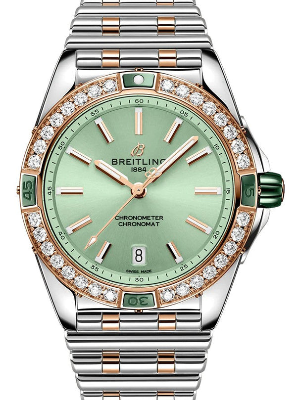 Breitling Super Chronomat Zielony 38mm Zloto/Stal