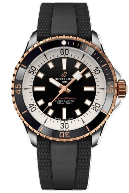 Breitling Superocean Czarny 42mm Zloto/Stal