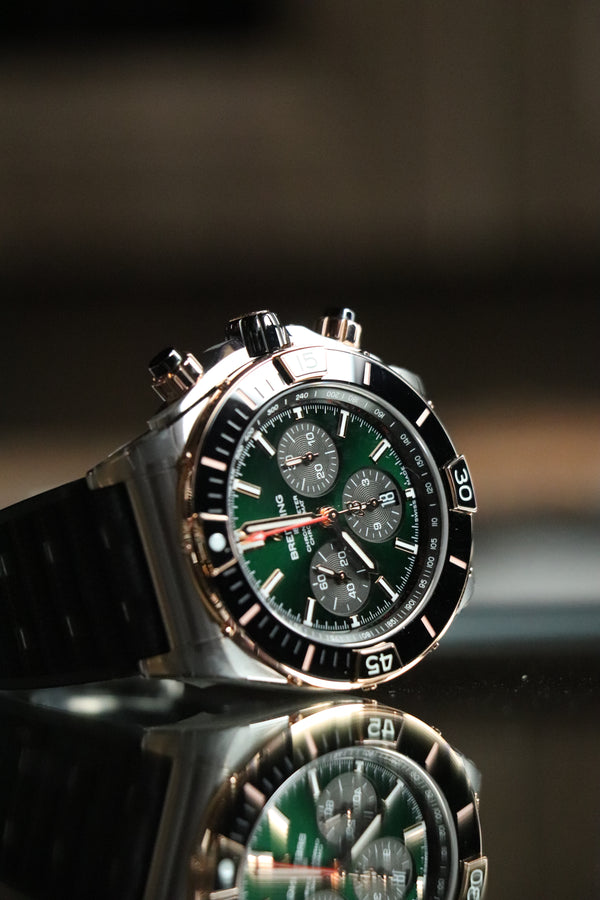Breitling Chronomat Zielony 44mm Zloto/Stal
