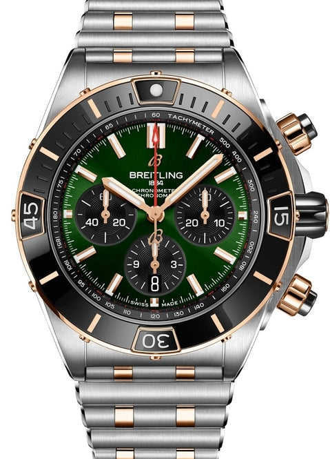 Breitling Super  Chronomat Zielony 44 mm Zloto/Stal