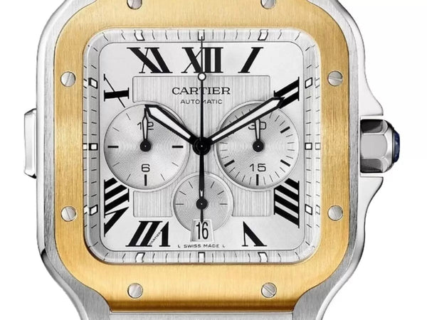Cartier Santos Srebrny 43.3 mm Zloto/Stal