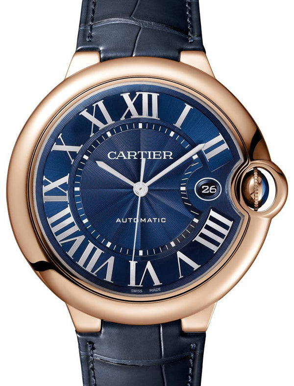 Cartier Ballon Bleu Niebieski 42 mm Zloto rozowe