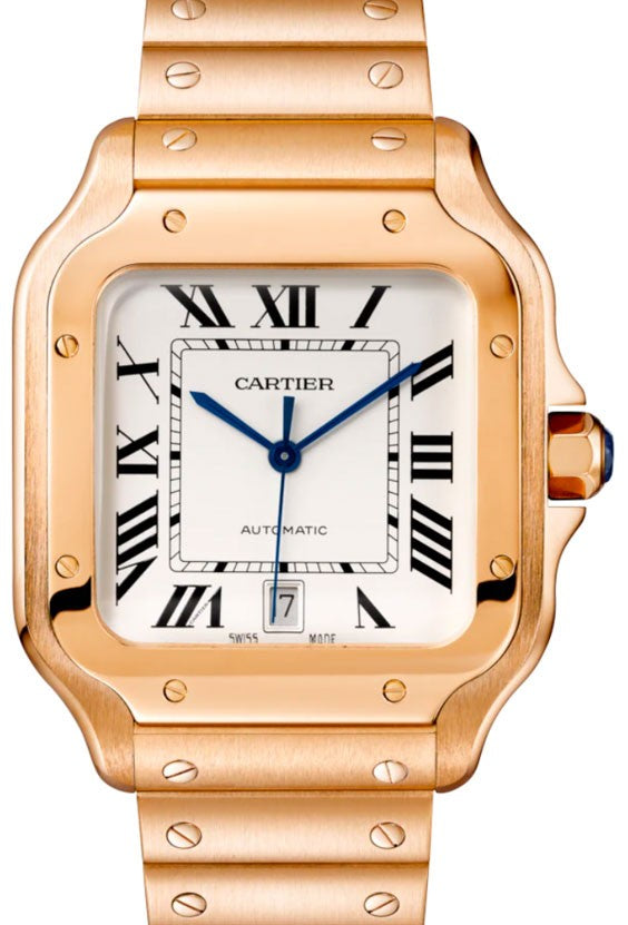 Cartier Santos Bialy 39.8 mm Zloto rozowe