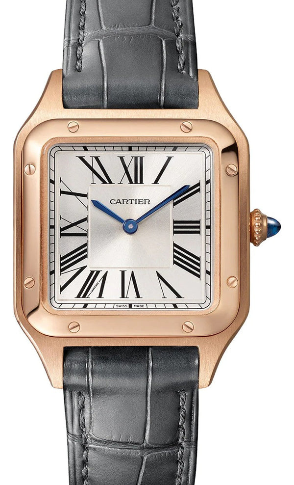 Cartier Santos Dumont Srebrny 38 mm Zloto rozowe