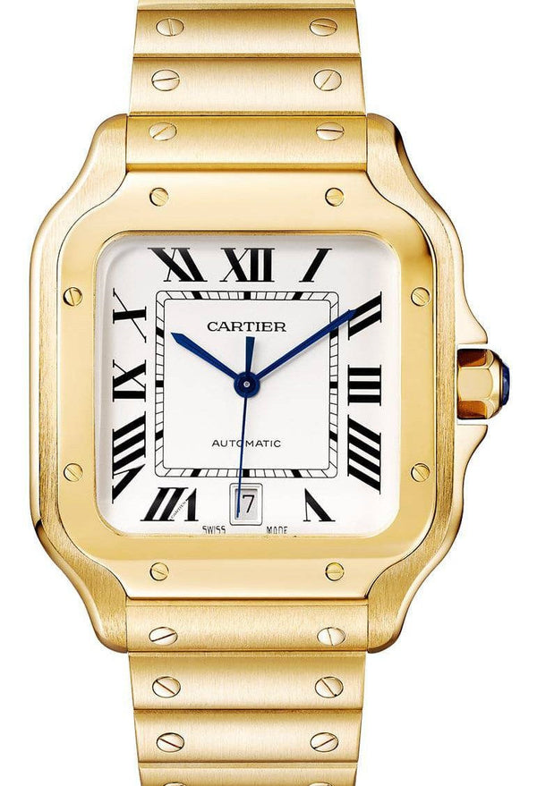 Cartier Santos Srebrny 39.8 mm zolte zloto