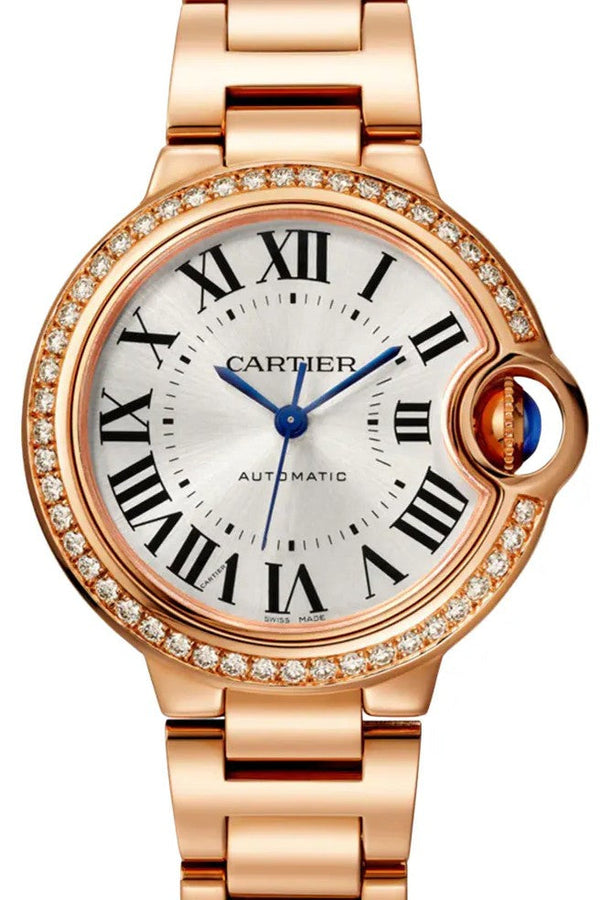 Cartier Ballon Bleu Srebrny 33 mm Zloto rozowe