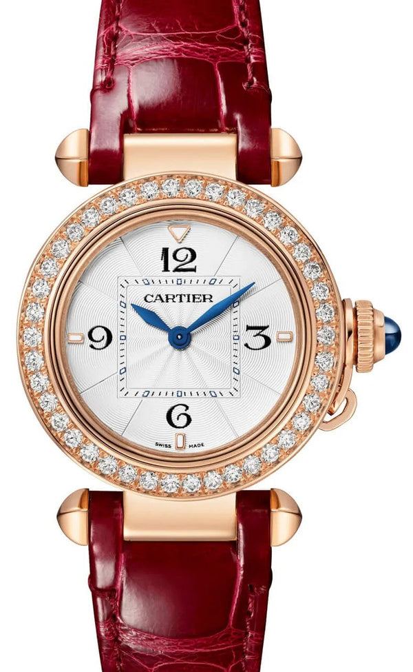 Cartier Pasha Bialy 30 mm Zloto rozowe