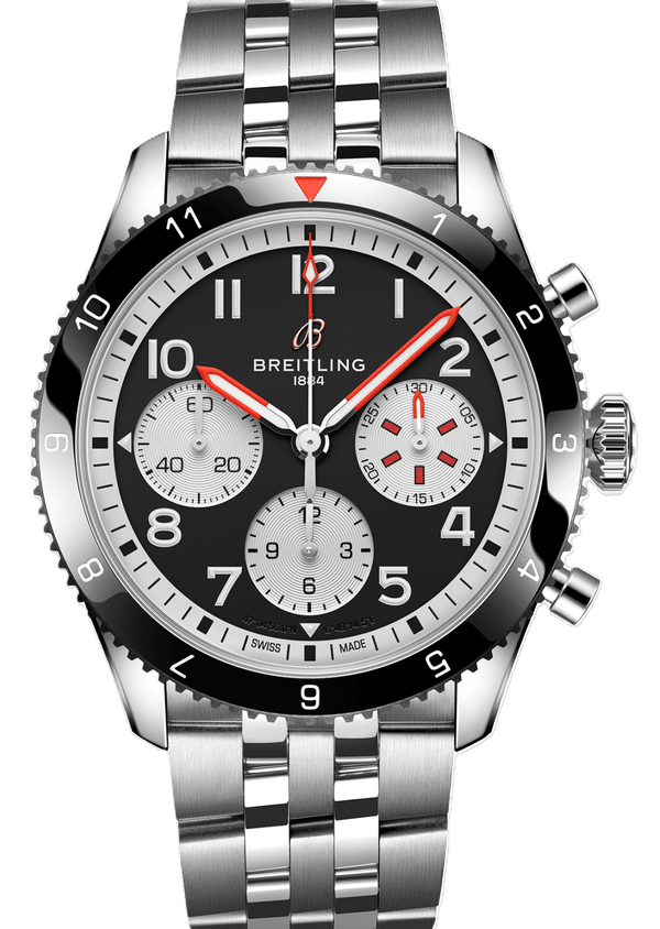 Breitling Classic AVI Czarny 42mm Stal