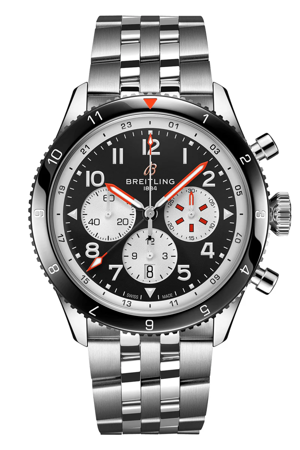 Breitling Super Avi Czarny 46 mm Stal